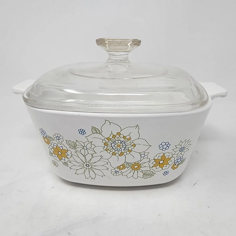 Vintage CorningWare Floral Bouquet Casserole Dish 1 3/4 QT P-1 3/4-B With Lid